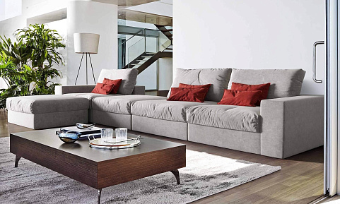 Большой диван Элизиум с пуфом для гостиной